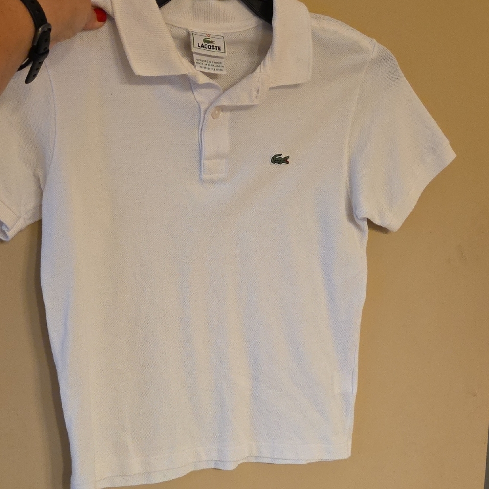 Lacoste Kids Polo W/Green Logo. Size 10 But Fits Like 5/6 Boys Small